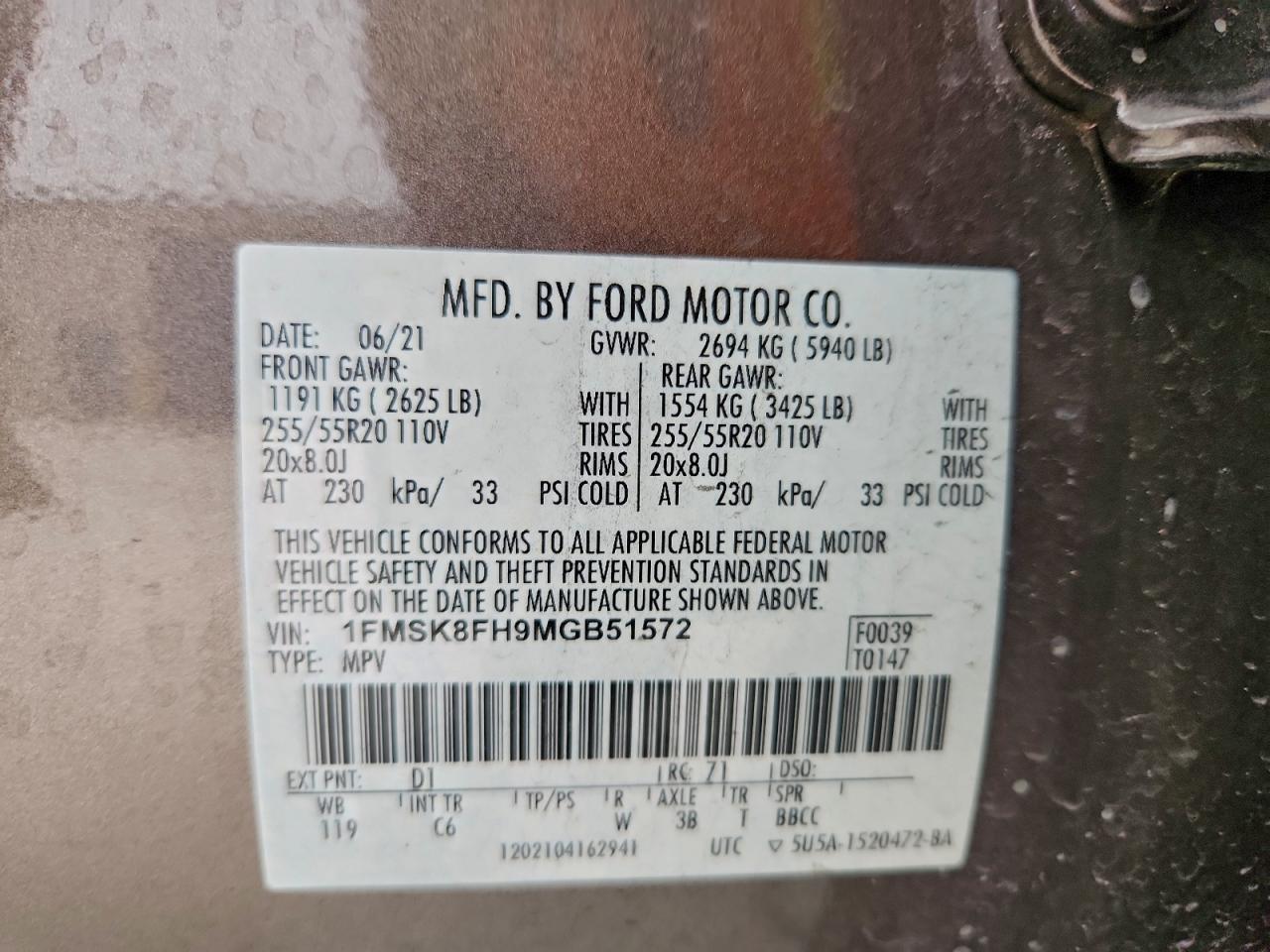 2021 FORD EXPLORER LIMITED photo 14