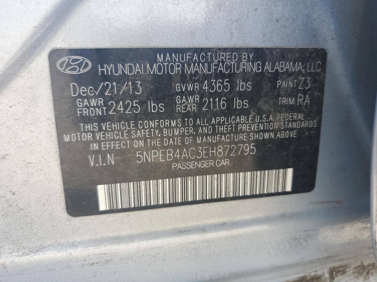 2014 HYUNDAI SONATA GLS photo 12