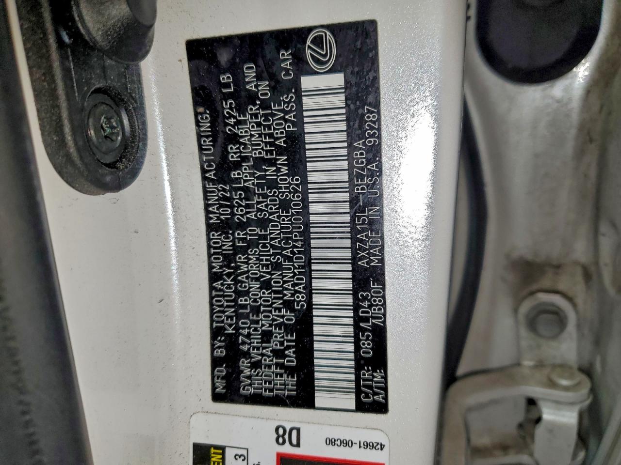 2023 LEXUS ES 250 BASE photo 37