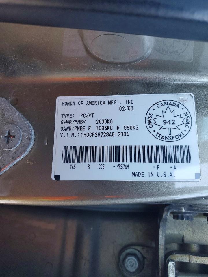 2008 HONDA ACCORD EX photo 12