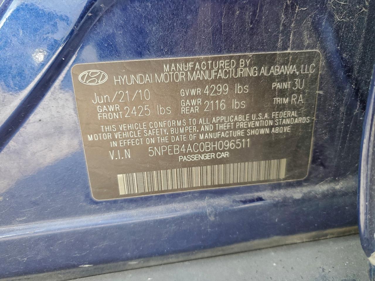 2011 HYUNDAI SONATA GLS photo 12