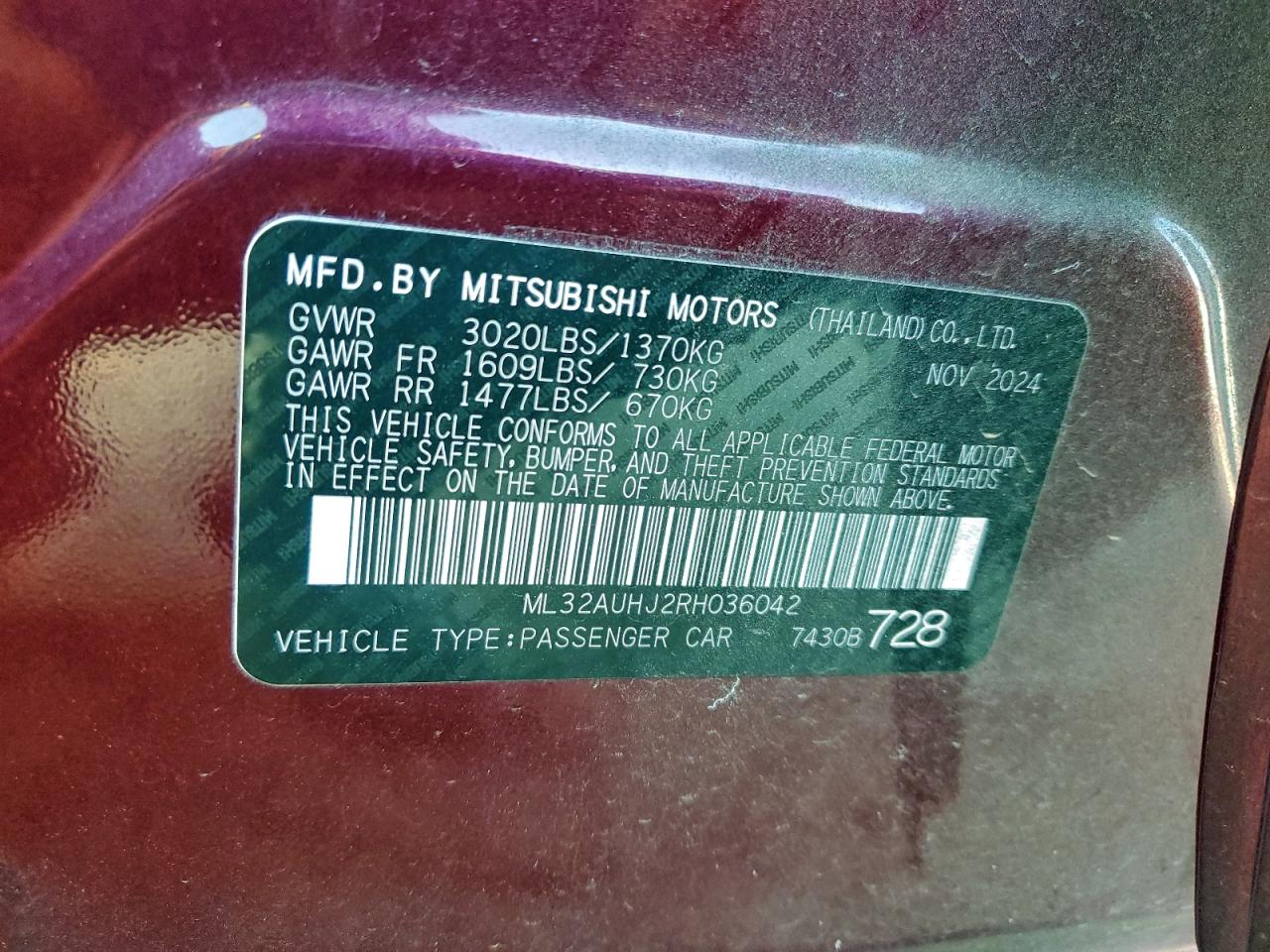 2024 MITSUBISHI MIRAGE ES photo 12