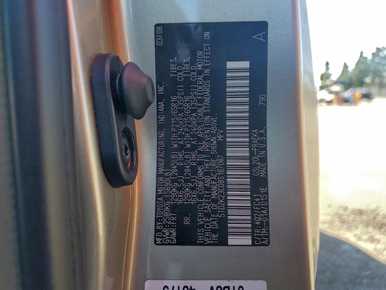2008 TOYOTA SIENNA CE photo 13