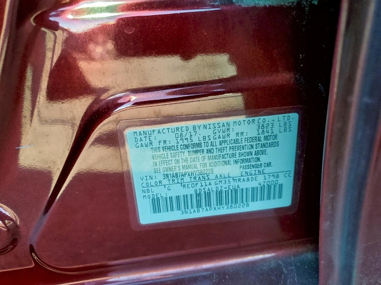 2017 NISSAN SENTRA S photo 12
