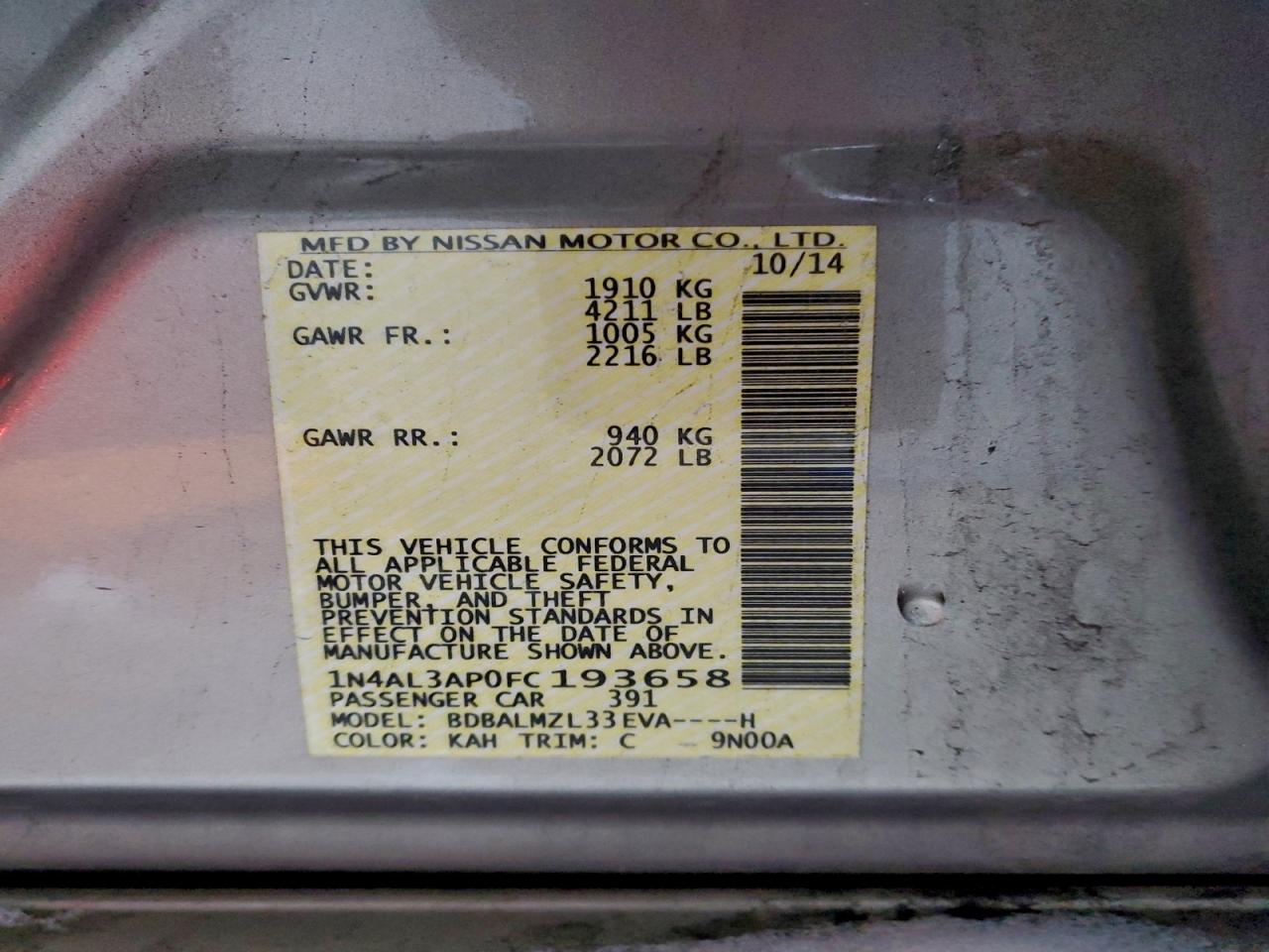2015 NISSAN ALTIMA 2.5 photo 25