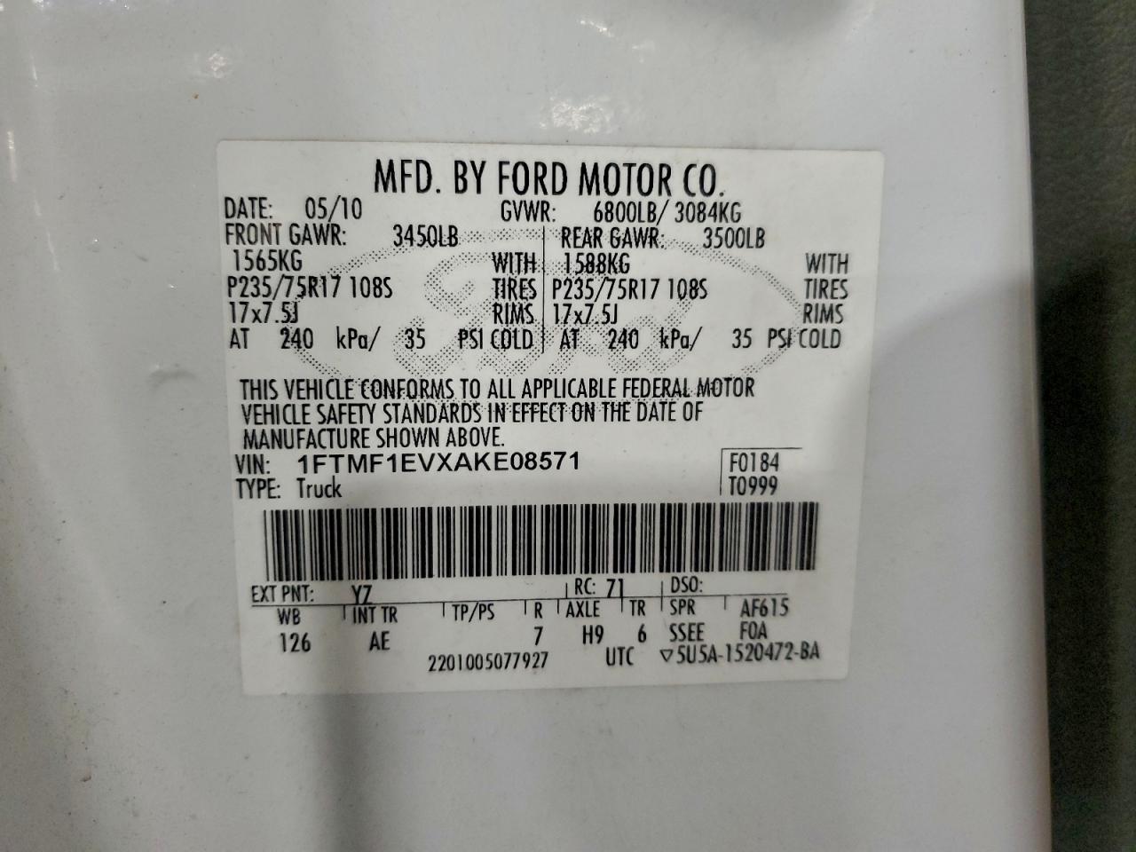 2010 FORD F150 photo 12