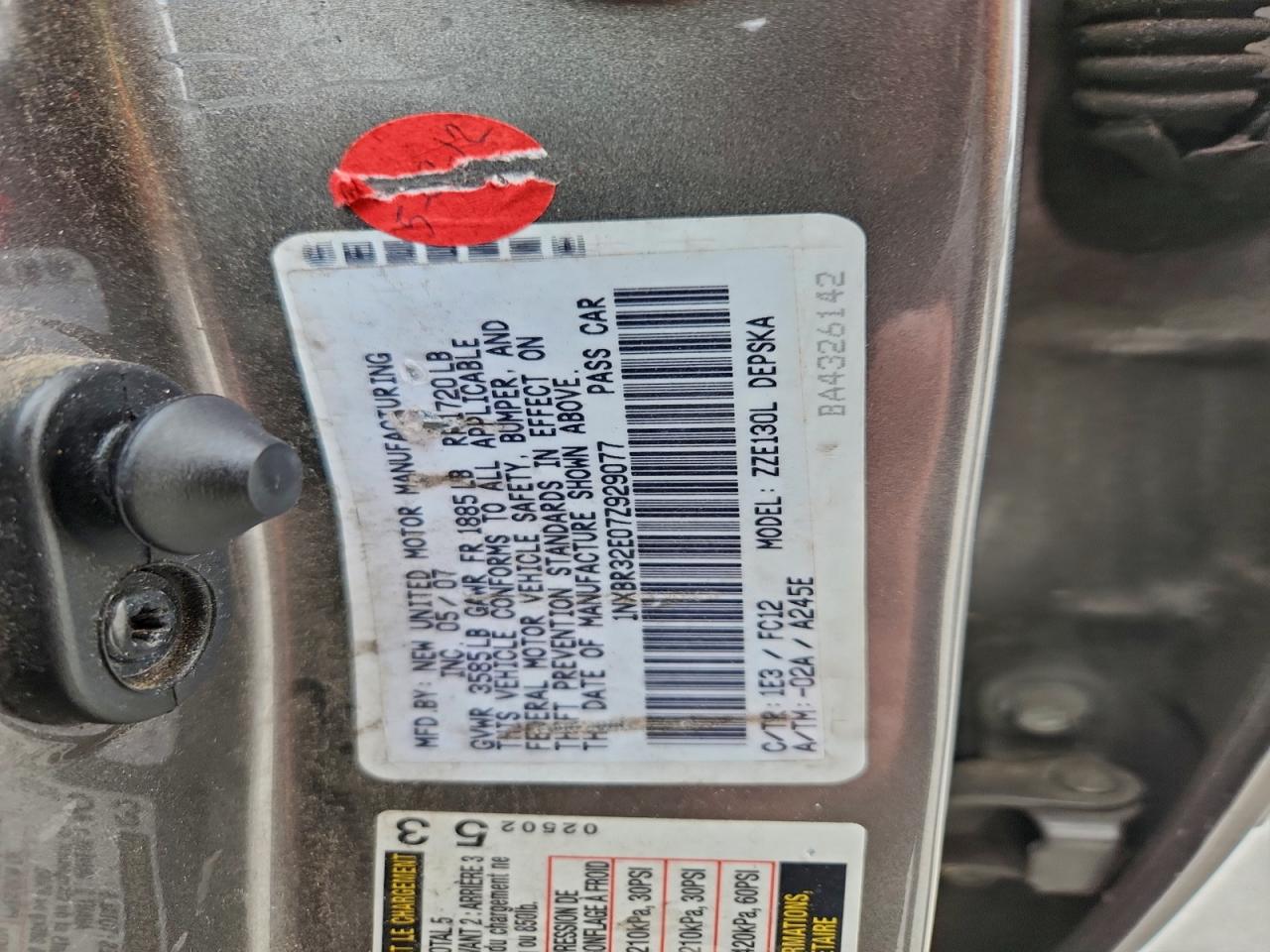 2007 TOYOTA COROLLA CE photo 12