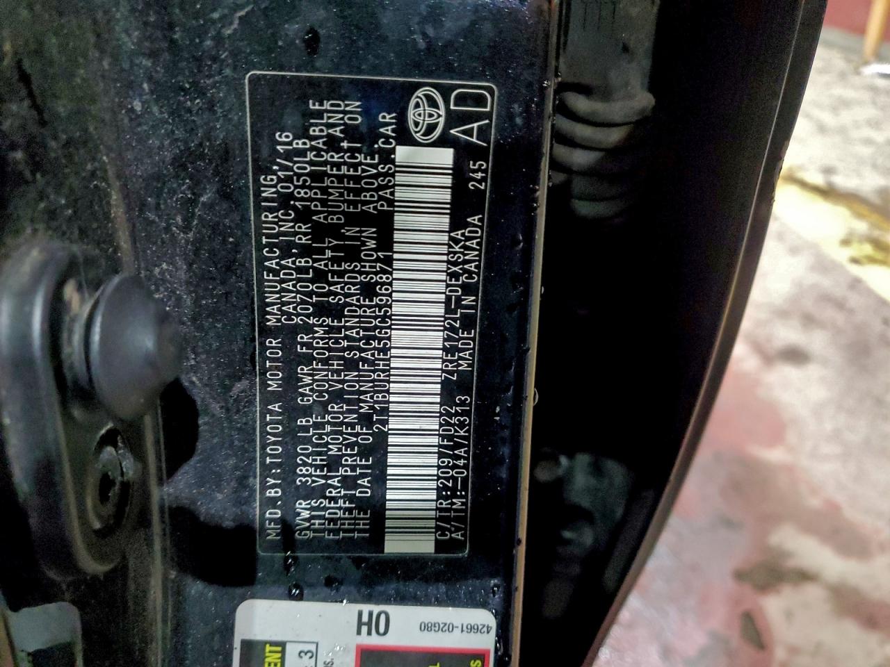 2016 TOYOTA COROLLA L photo 34