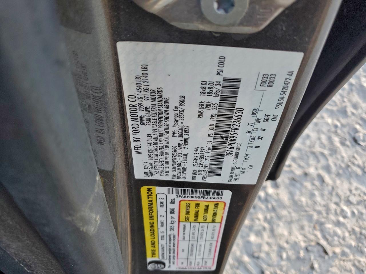 2015 FORD FUSION TITANIUM photo 12