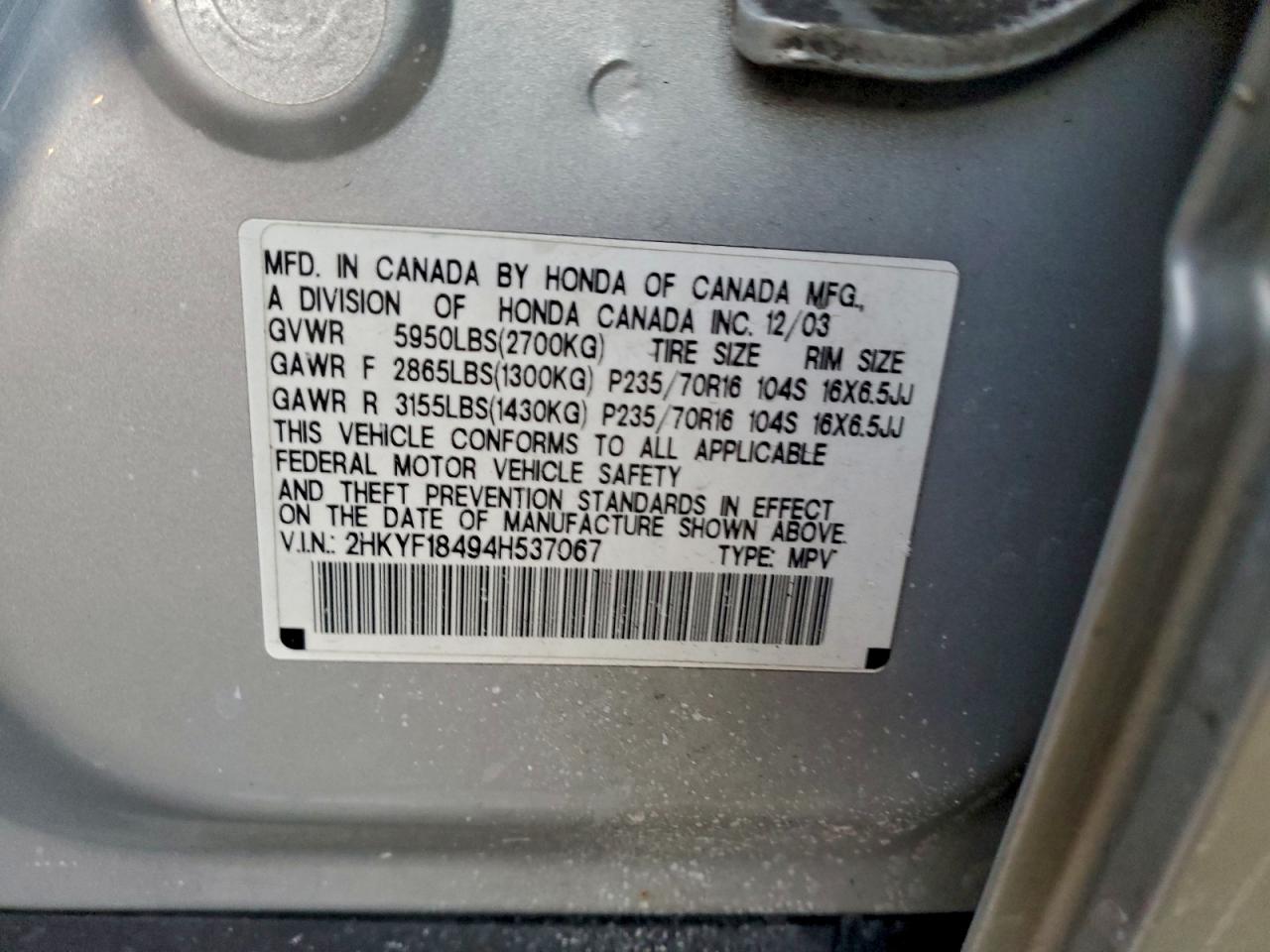 2004 HONDA PILOT EX photo 37