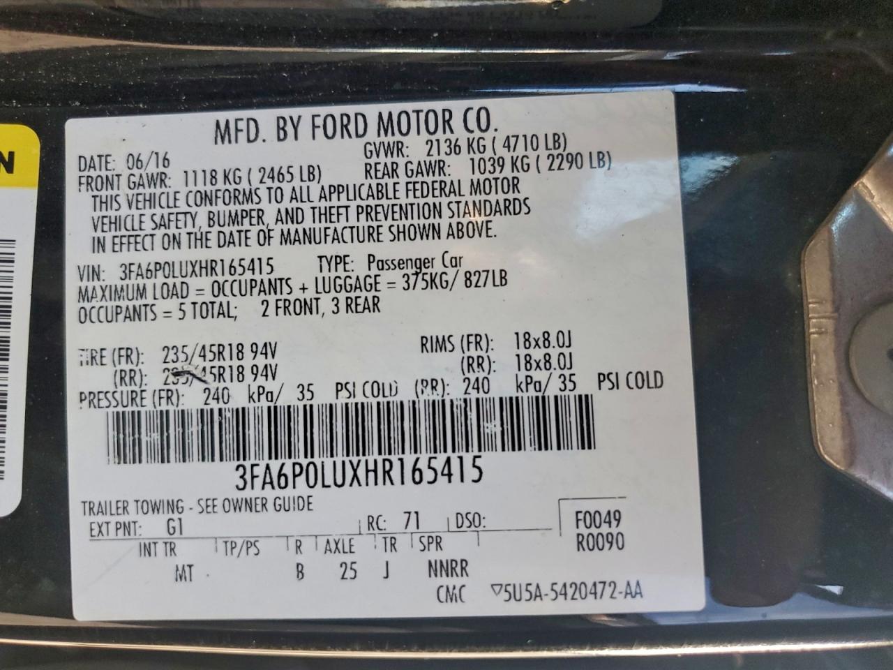 2017 FORD FUSION SE HYBRID photo 23