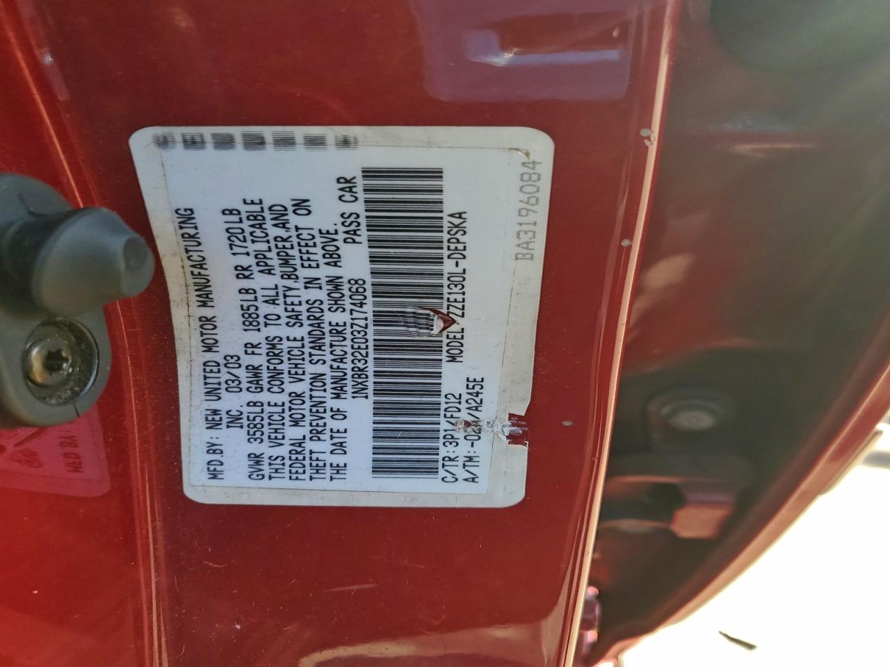2003 TOYOTA COROLLA CE photo 12