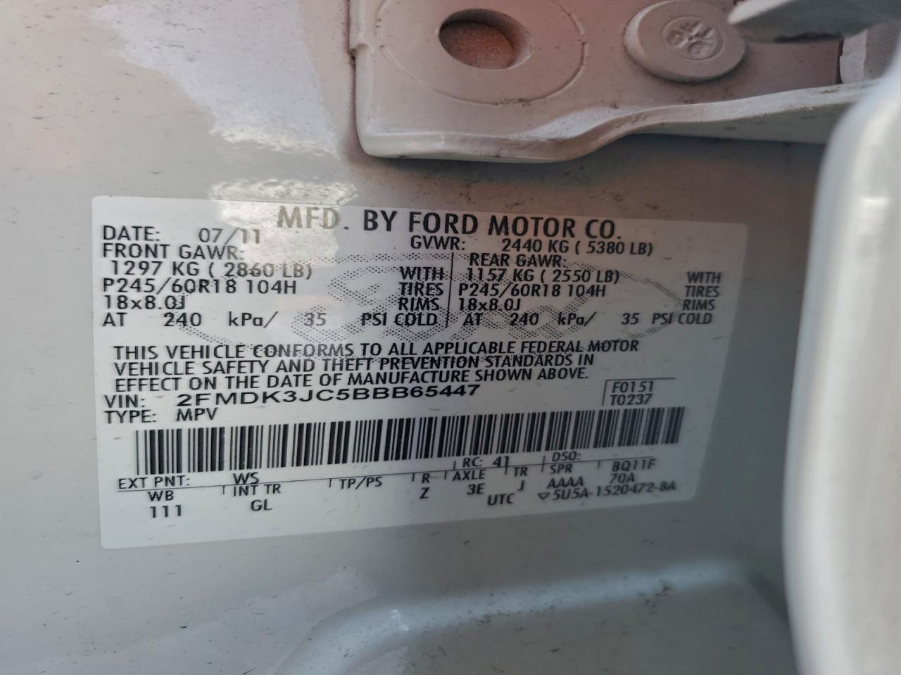 2011 FORD EDGE SEL photo 23