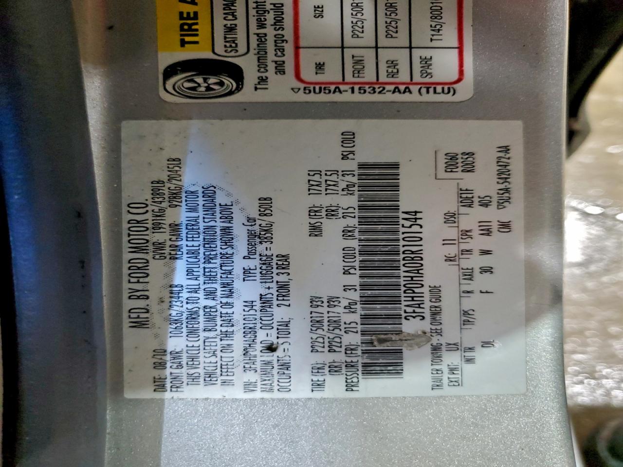 2011 FORD FUSION SE photo 12