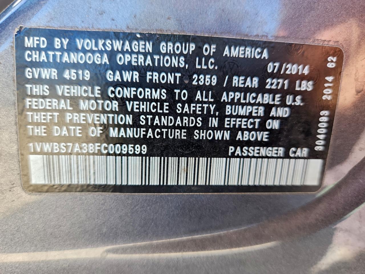 2015 VOLKSWAGEN PASSAT SE photo 12
