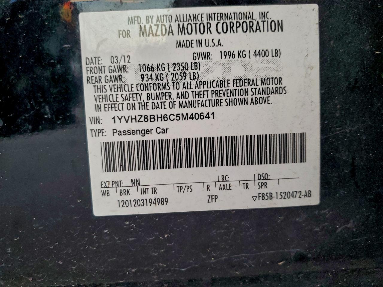 2012 MAZDA 6 I photo 25