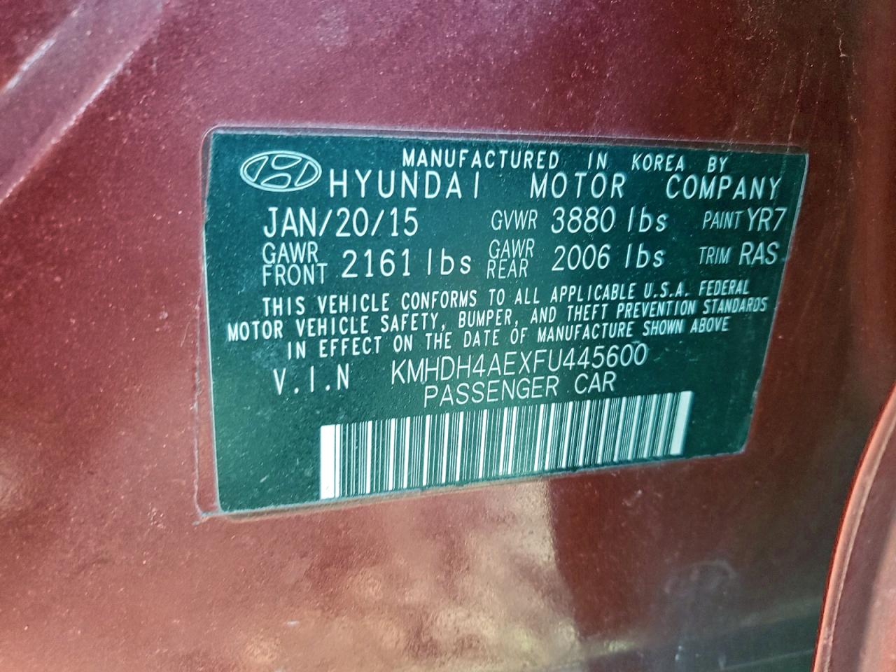 2015 HYUNDAI ELANTRA SE photo 34