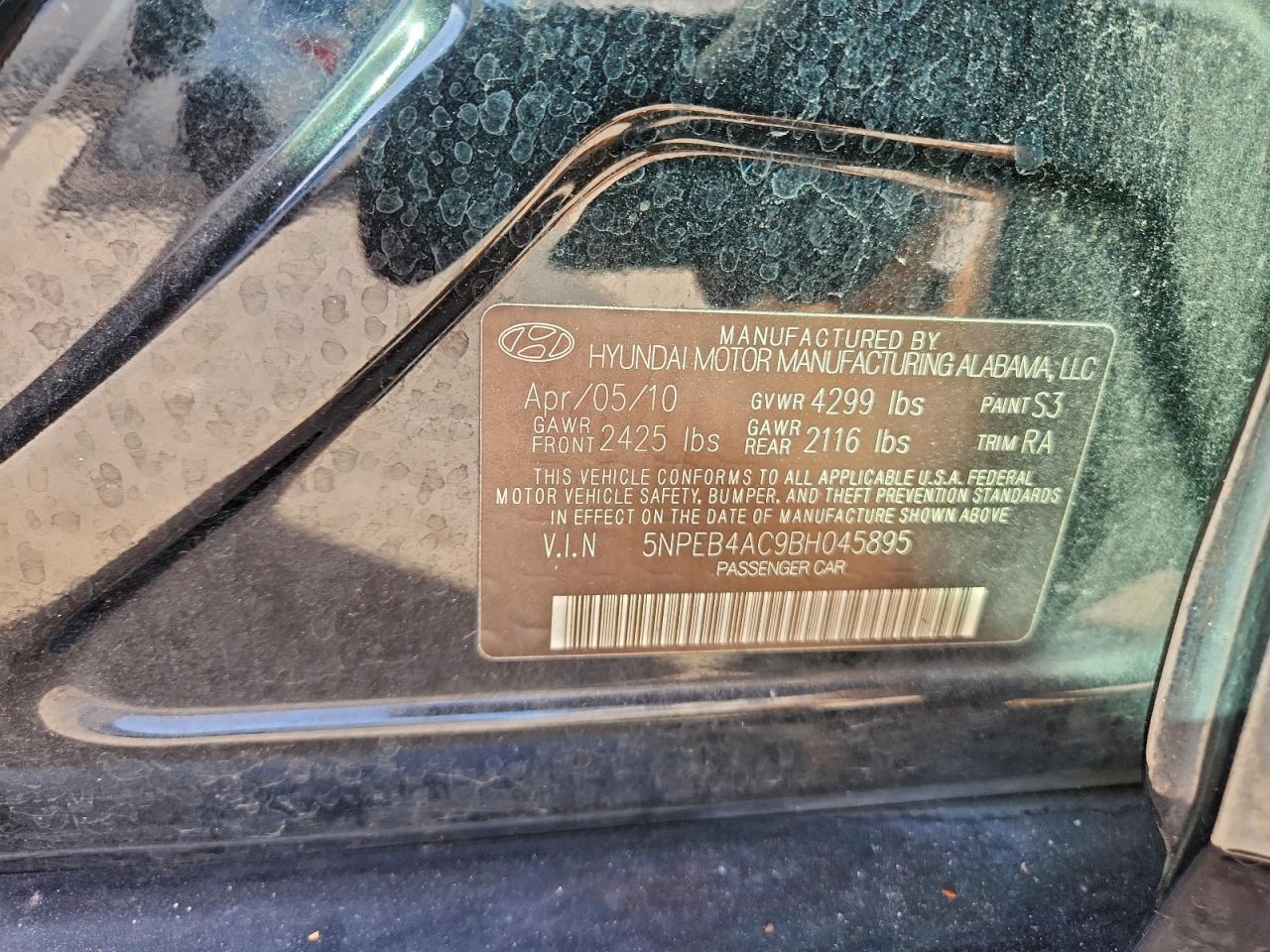 2011 HYUNDAI SONATA GLS photo 12