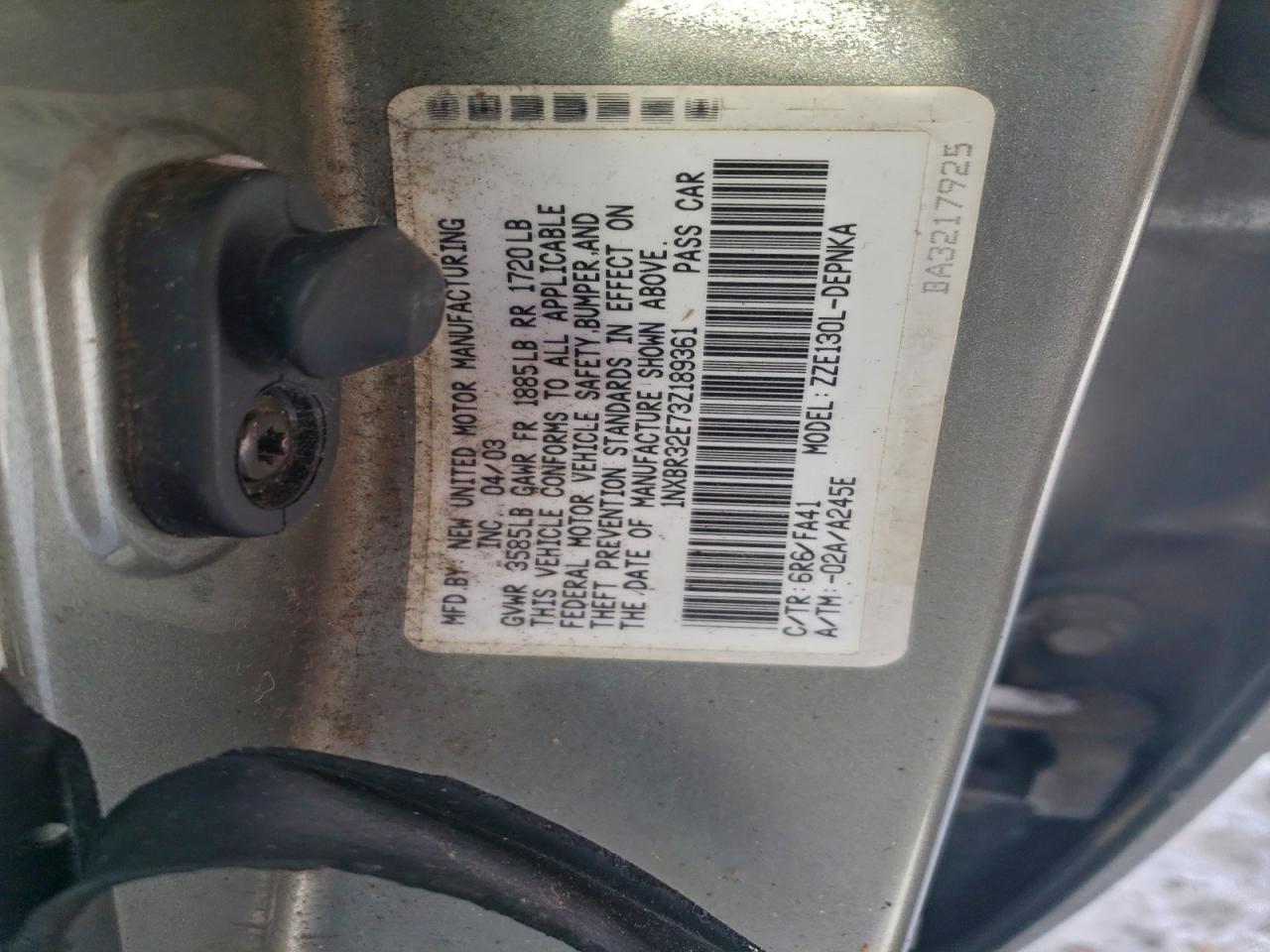 2003 TOYOTA COROLLA CE photo 12