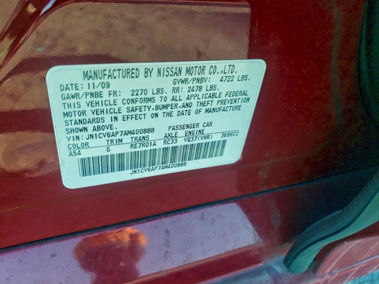 2010 INFINITI G37 BASE photo 34