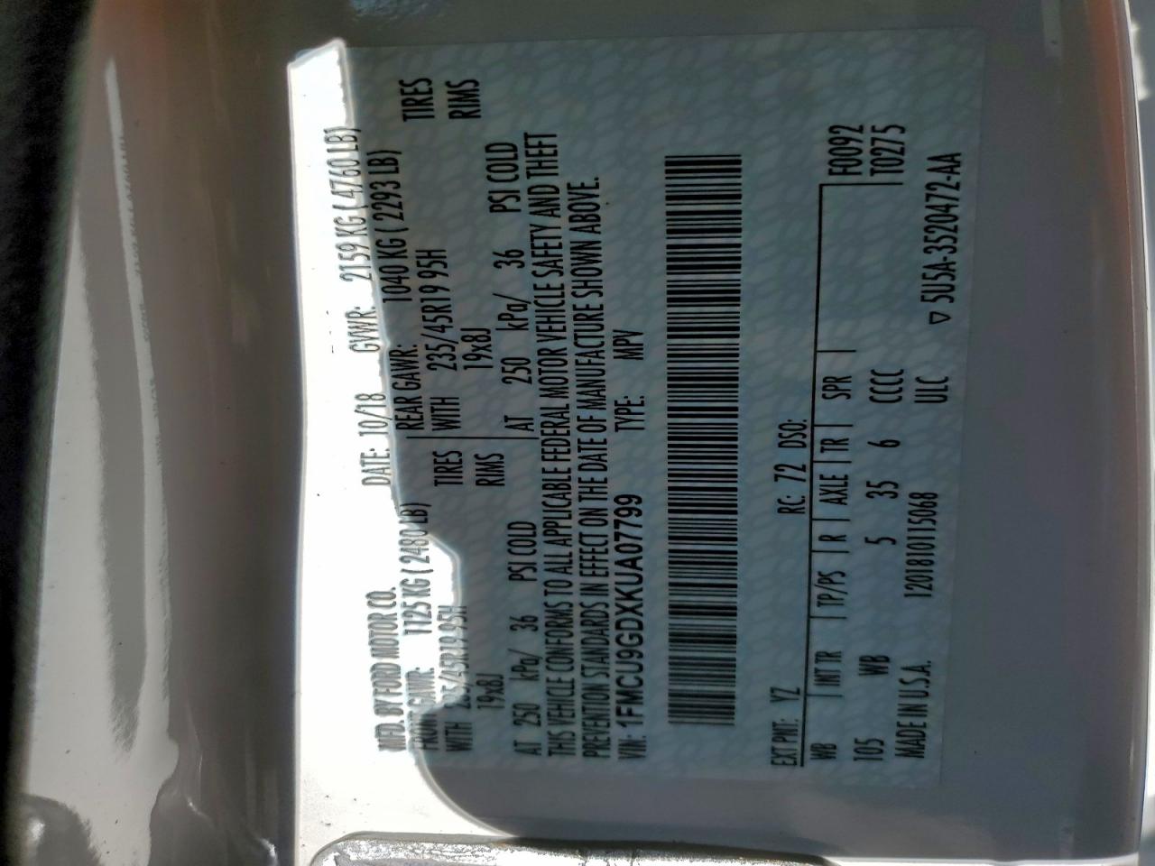 2019 FORD ESCAPE SE photo 13