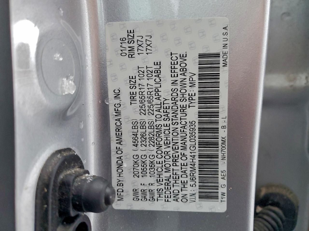 2016 HONDA CR-V SE photo 13