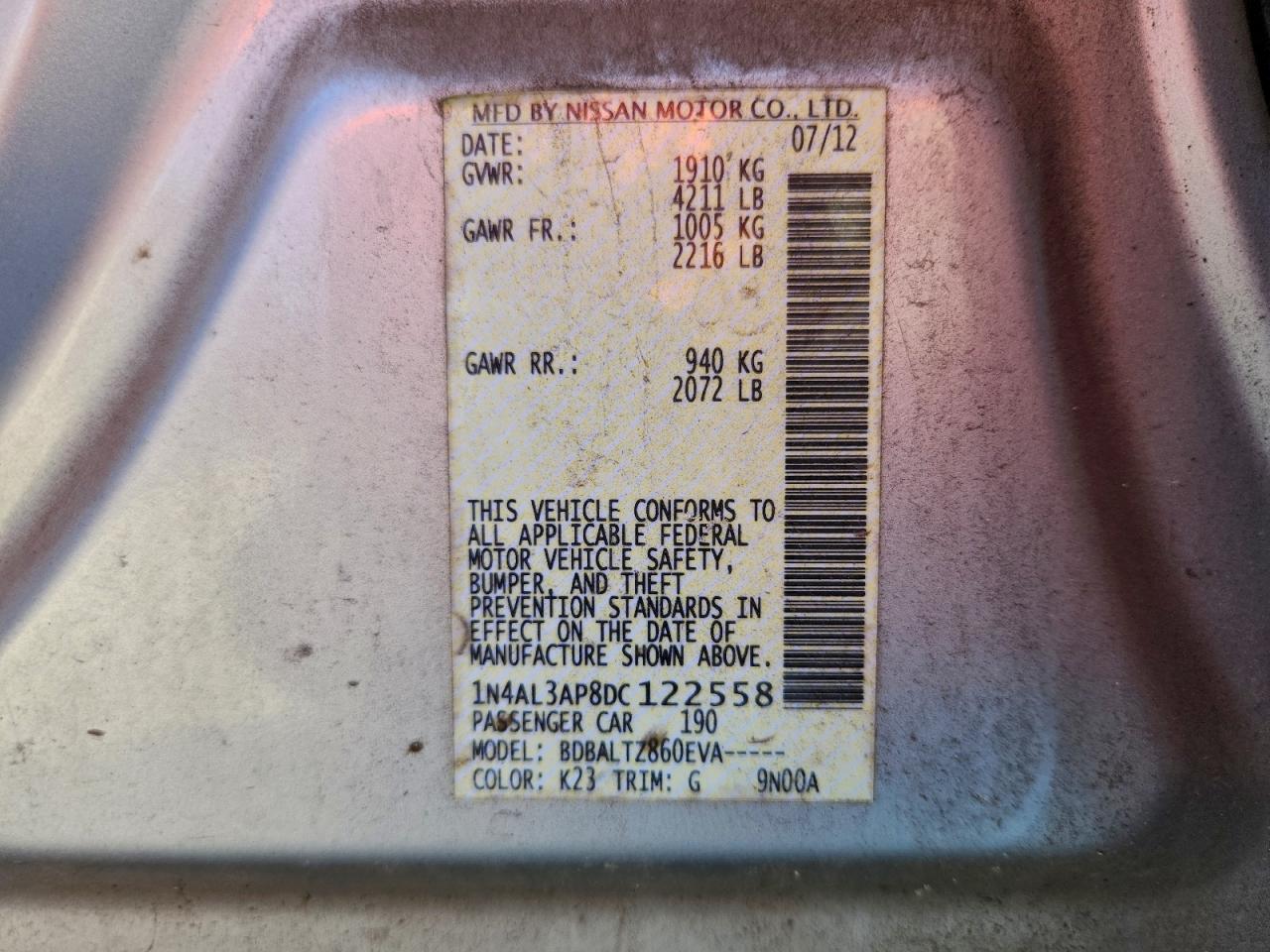 2013 NISSAN ALTIMA 2.5 photo 23