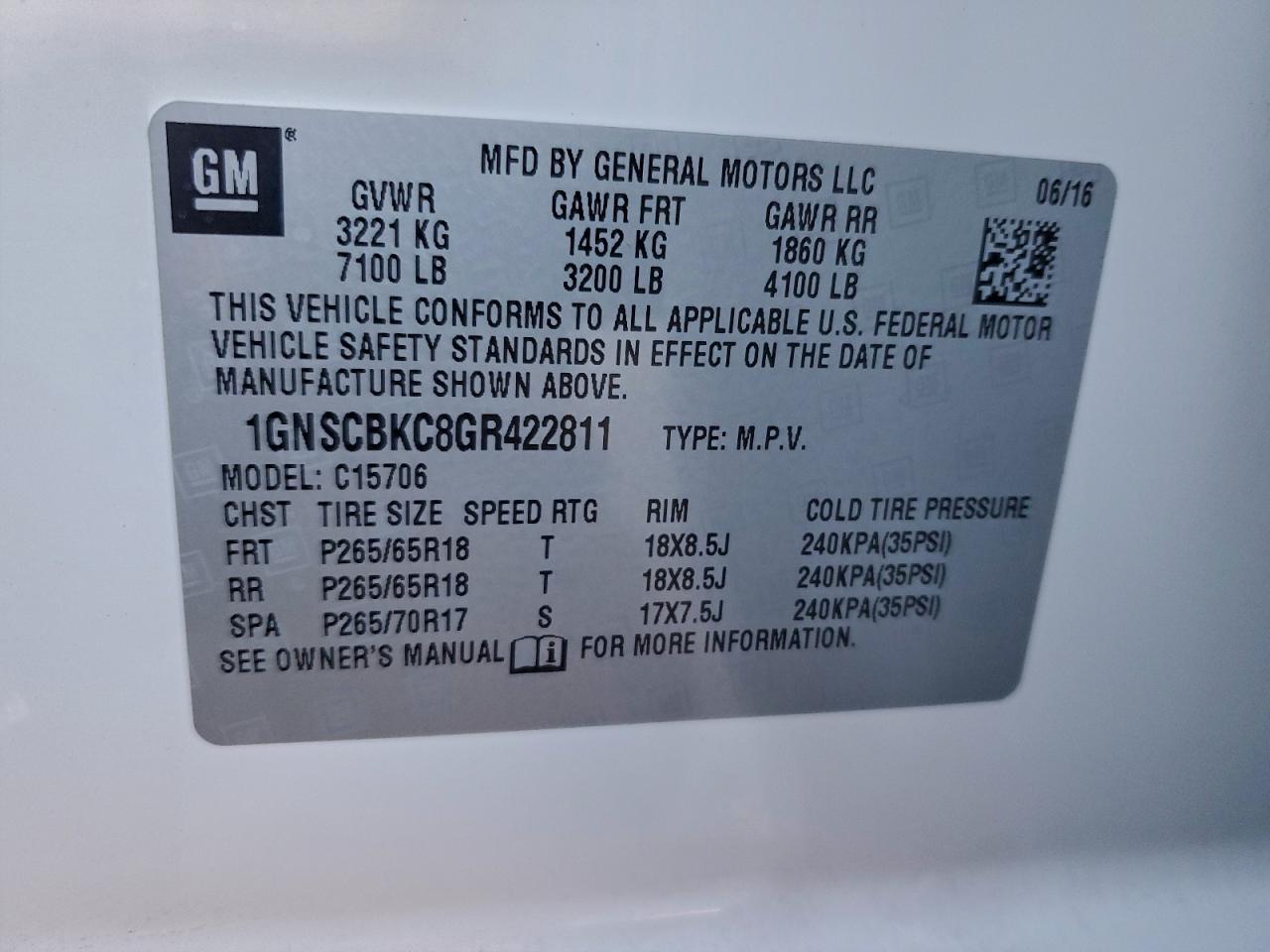 2016 CHEVROLET TAHOE C1500 LT photo 13