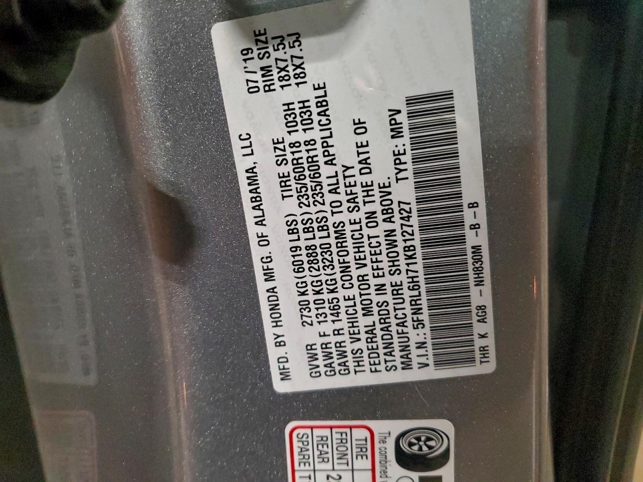 2019 HONDA ODYSSEY EXL photo 25