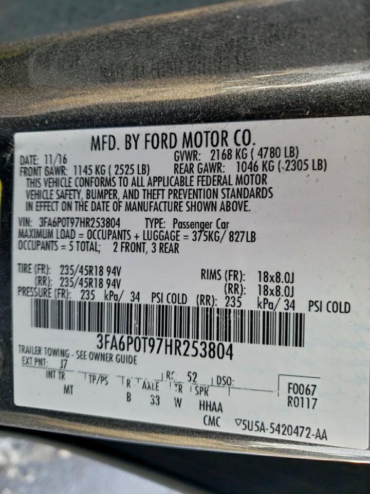 2017 FORD FUSION SE photo 12