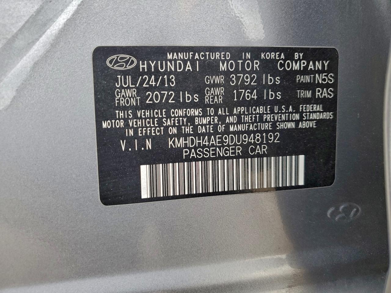 2013 HYUNDAI ELANTRA GLS photo 12