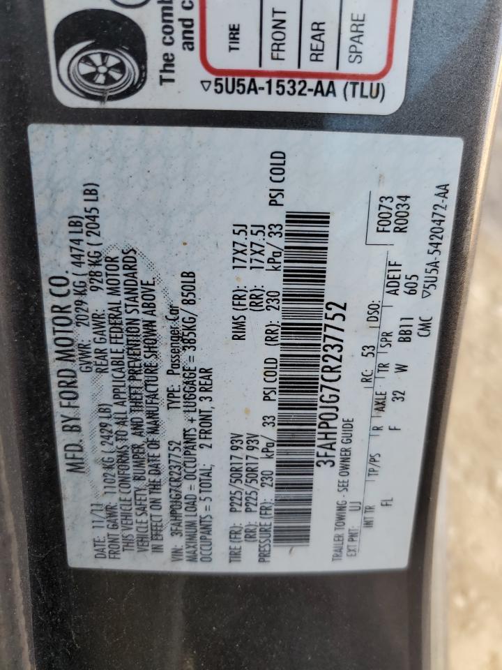 2012 FORD FUSION SEL photo 23