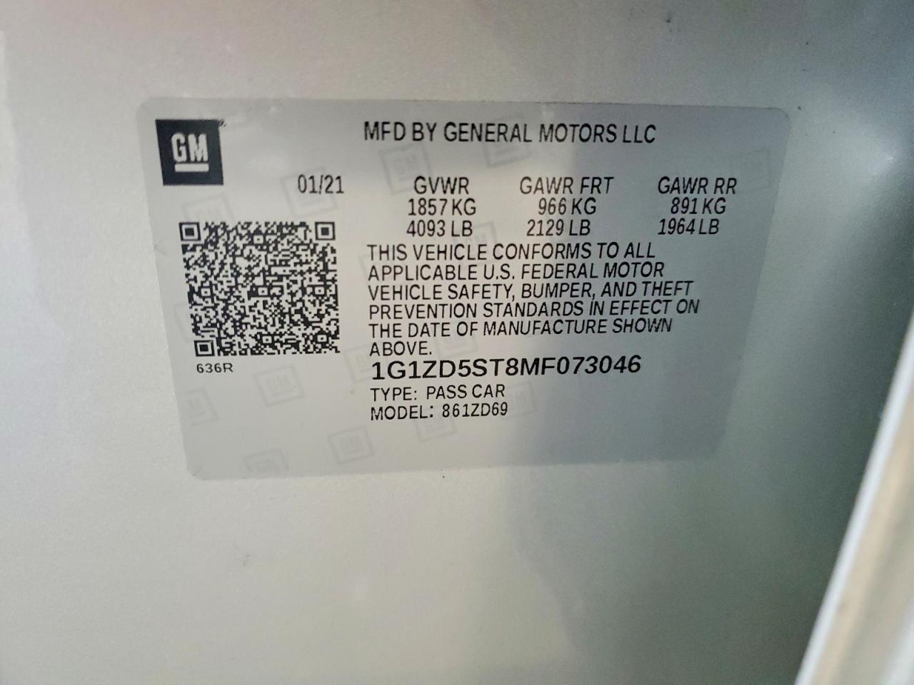 2021 CHEVROLET MALIBU LT photo 12