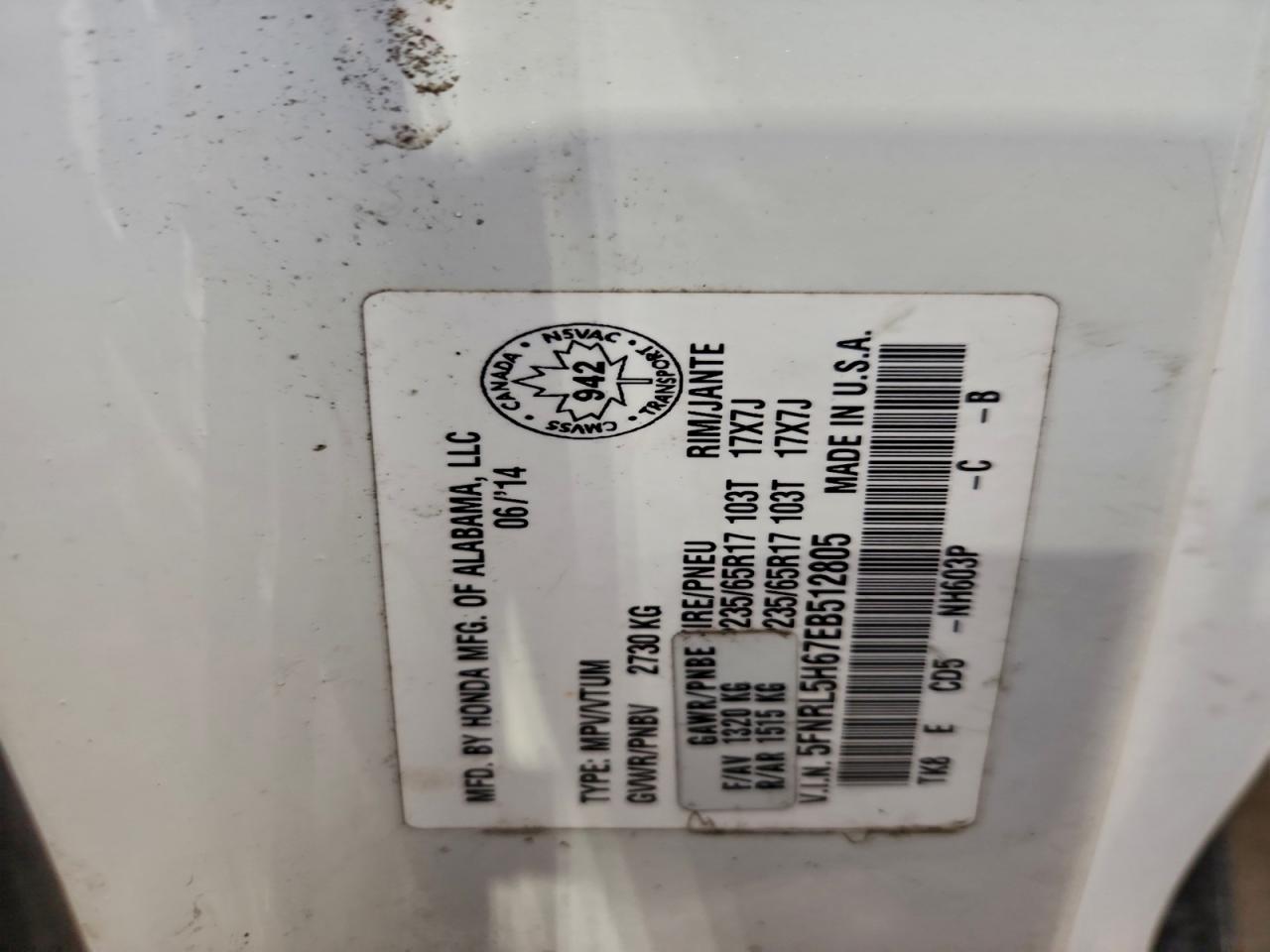 2014 HONDA ODYSSEY EXL photo 14