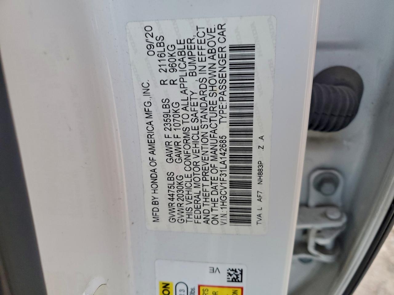 2020 HONDA ACCORD SPORT photo 34