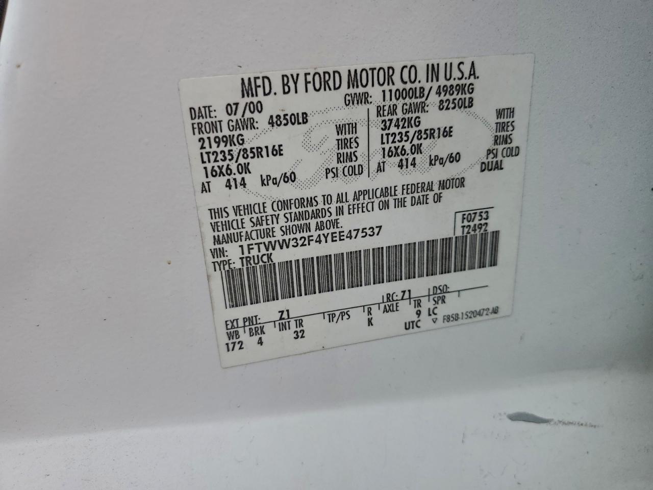 2000 FORD F350 SUPER DUTY photo 23