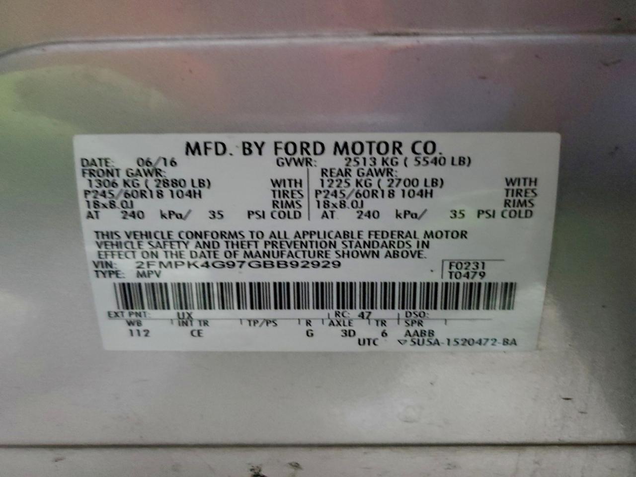 2016 FORD EDGE SE photo 13