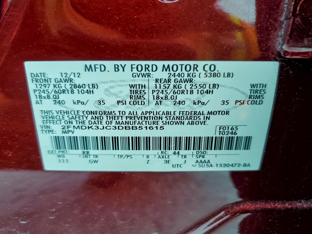 2013 FORD EDGE SEL photo 37