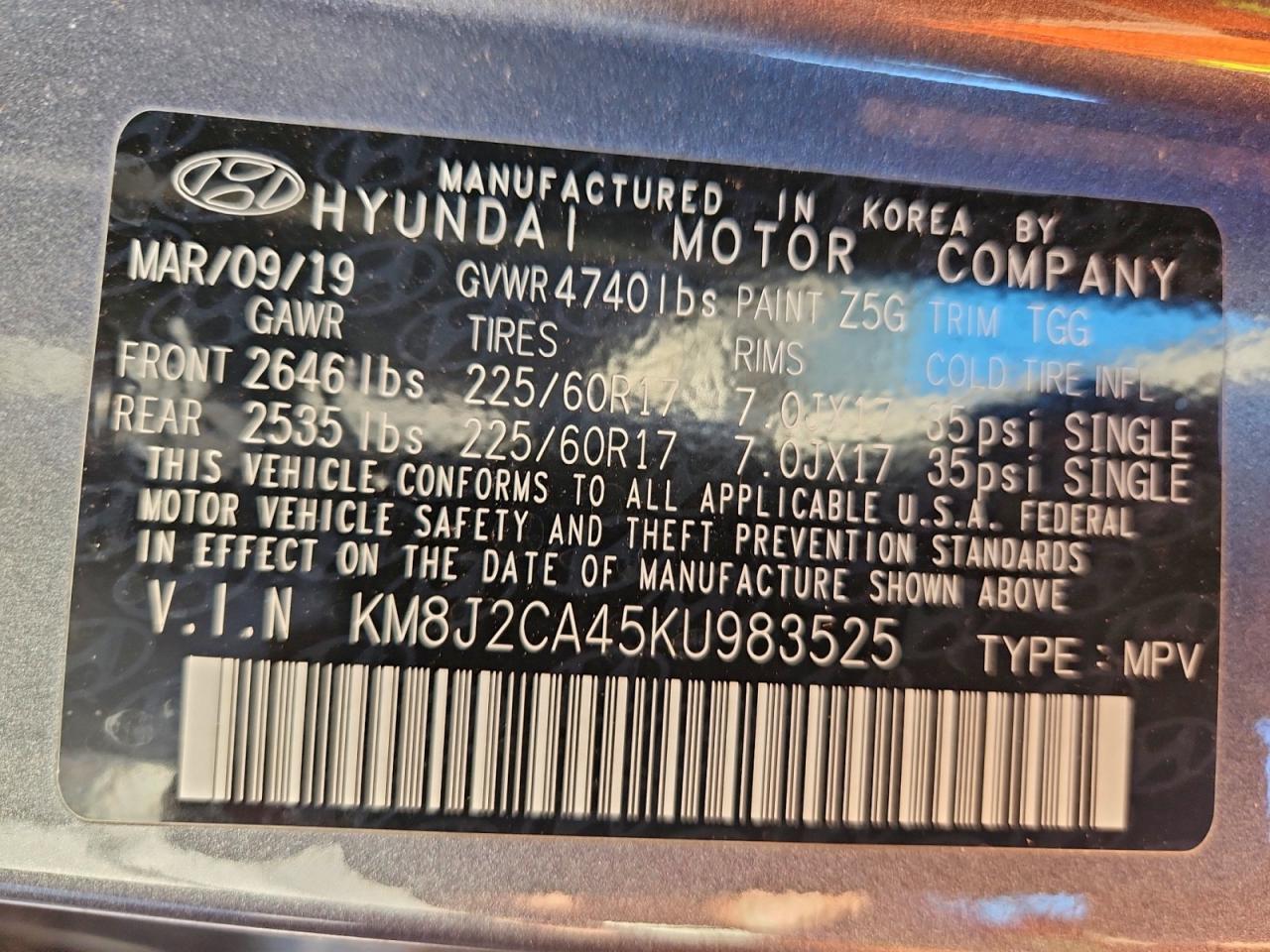 2019 HYUNDAI TUCSON SE photo 14