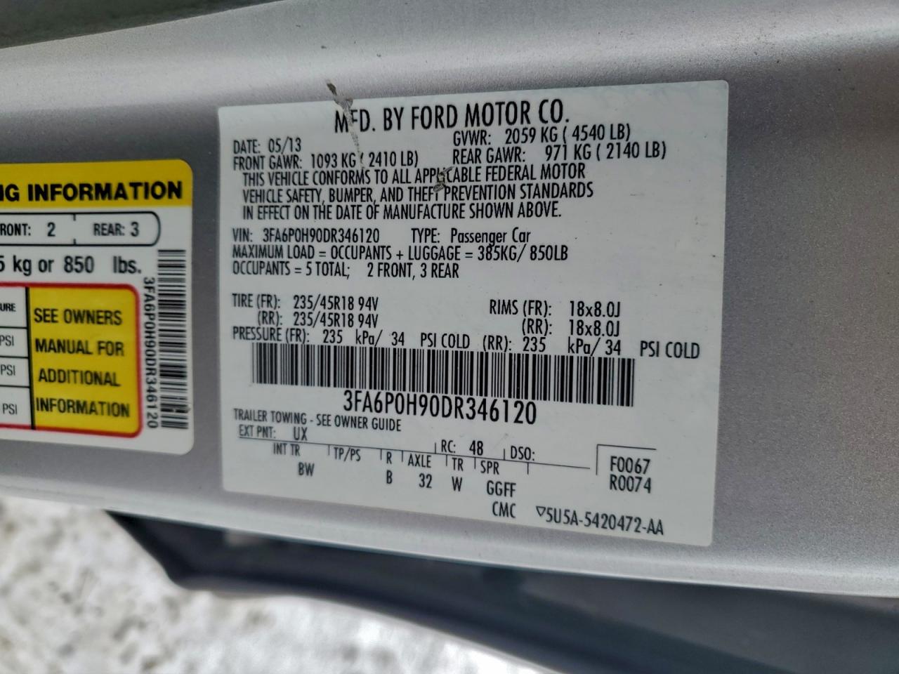 2013 FORD FUSION SE photo 12