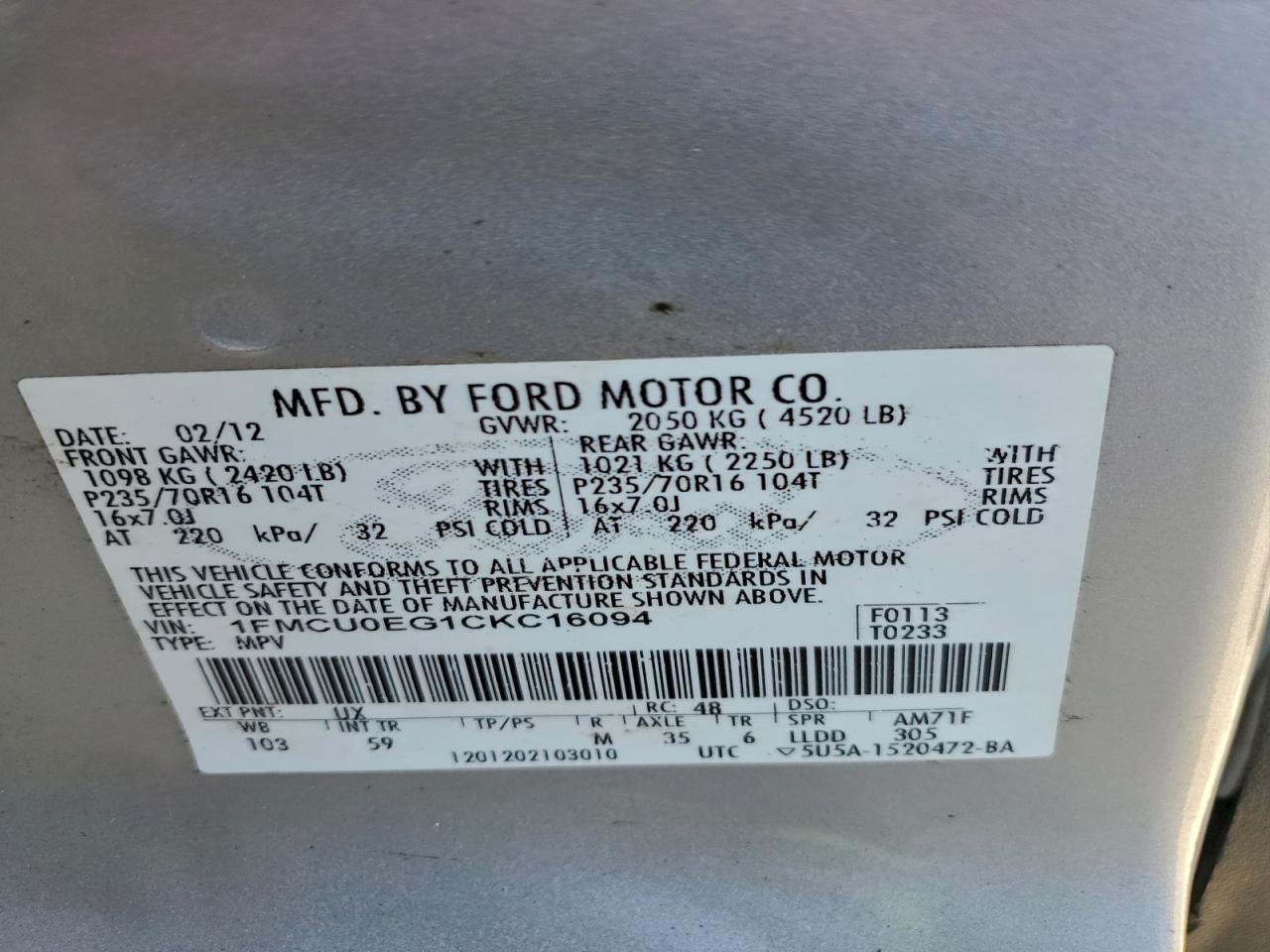 2012 FORD ESCAPE LIMITED photo 13