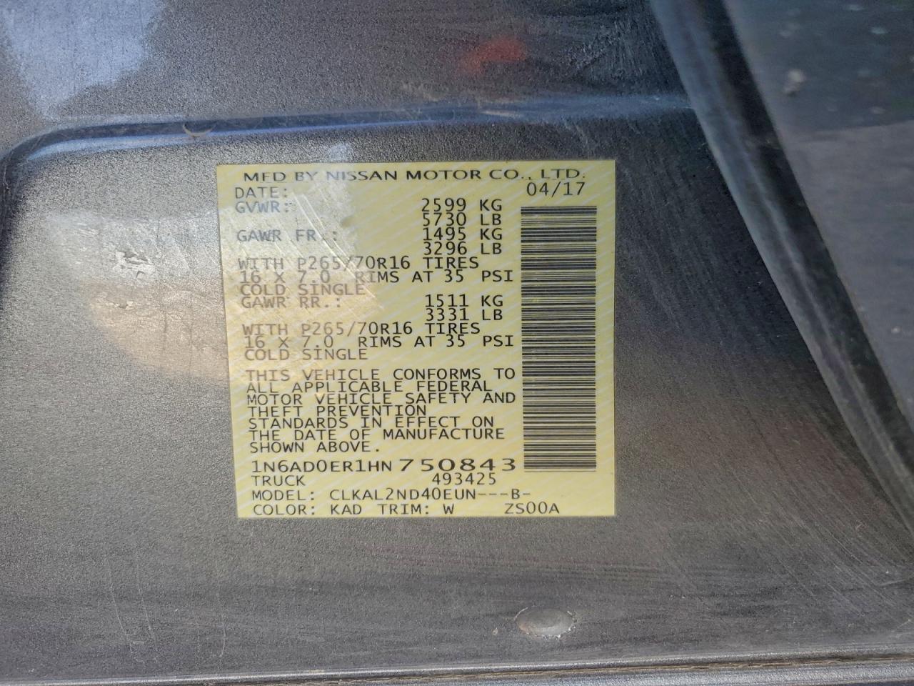 2017 NISSAN FRONTIER S photo 12
