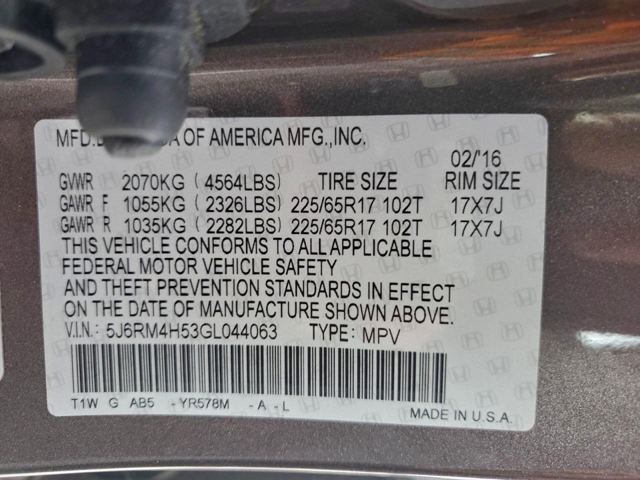 2016 HONDA CR-V EX photo 23