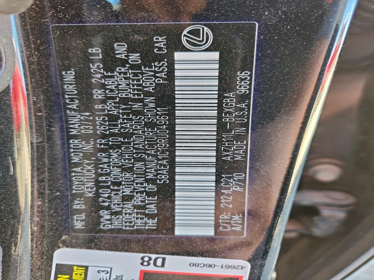 2024 LEXUS ES 300H BASE photo 23