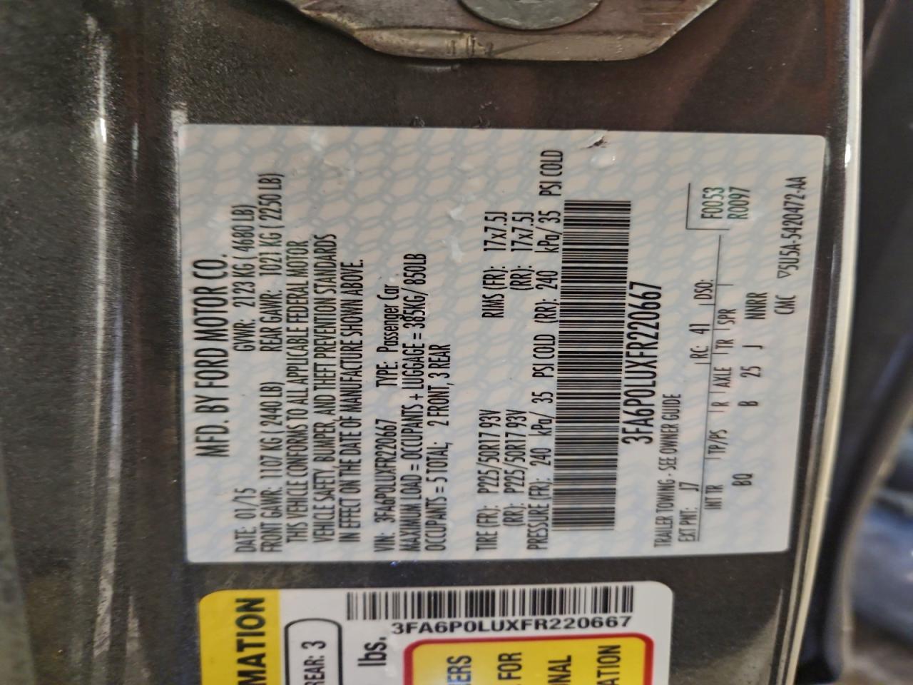 2015 FORD FUSION SE HYBRID photo 12