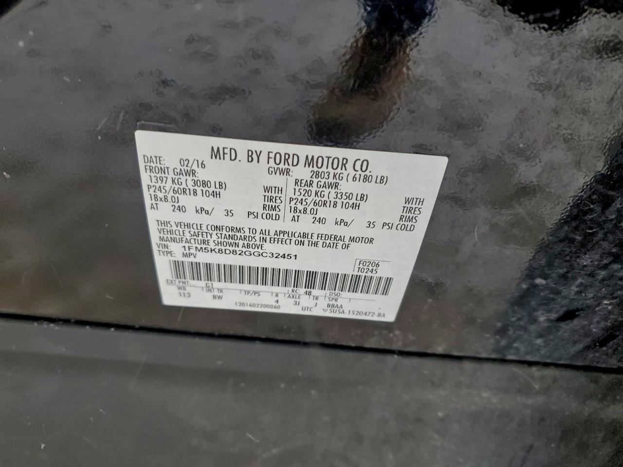 2016 FORD EXPLORER XLT photo 13