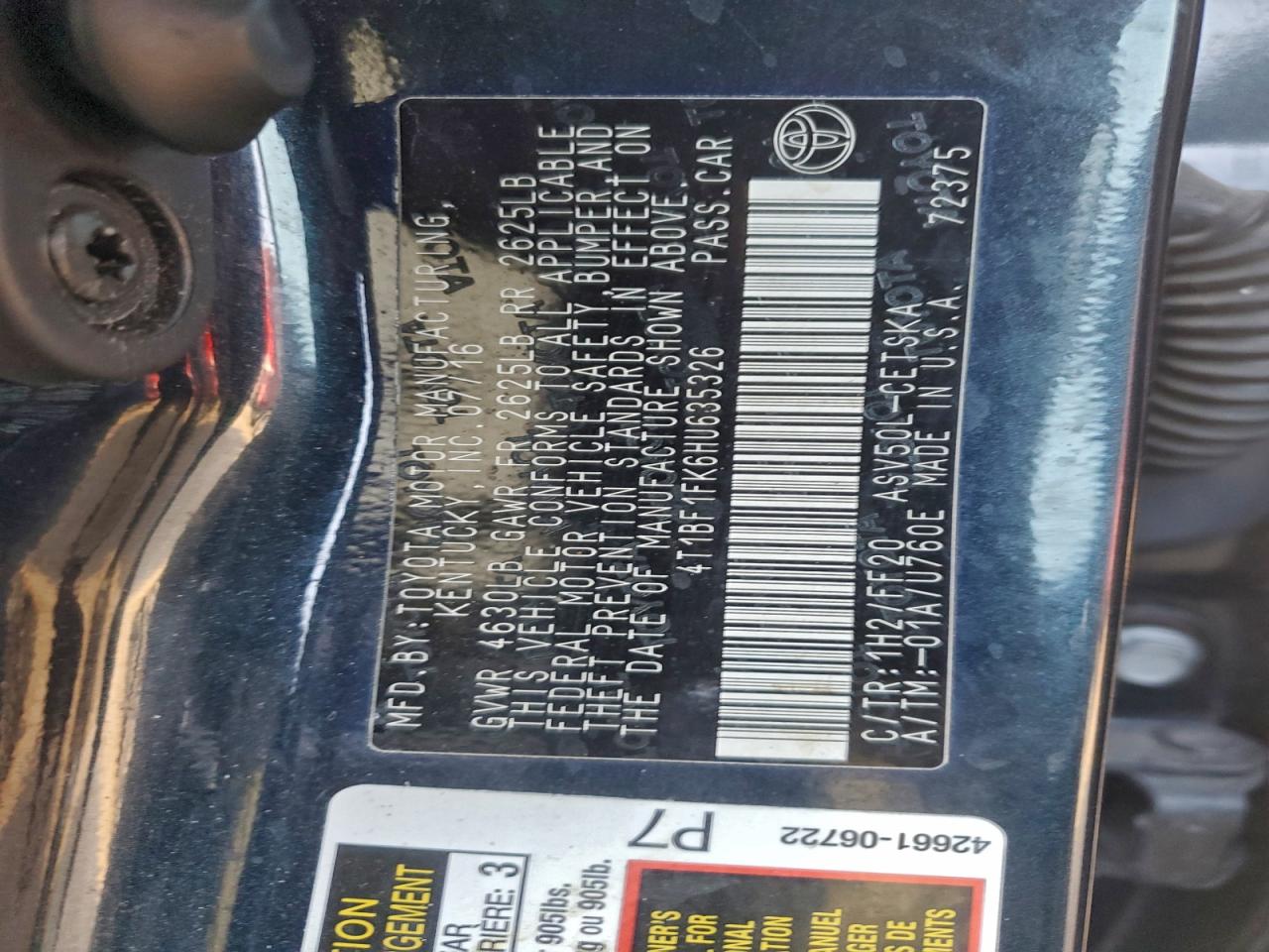 2017 TOYOTA CAMRY LE photo 12