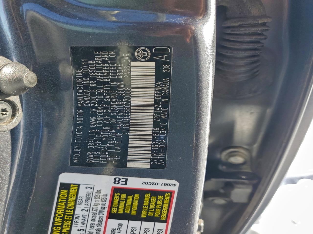 2011 TOYOTA COROLLA BASE photo 23