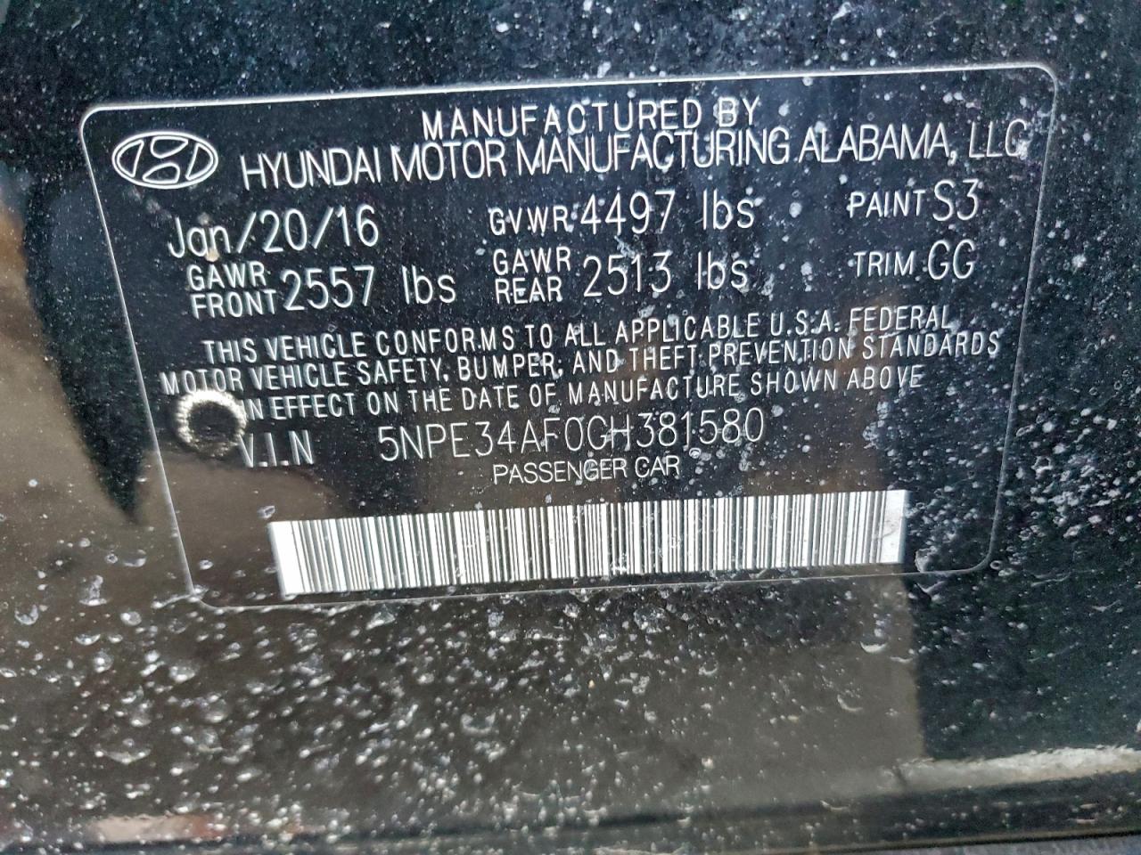 2016 HYUNDAI SONATA SPORT photo 12