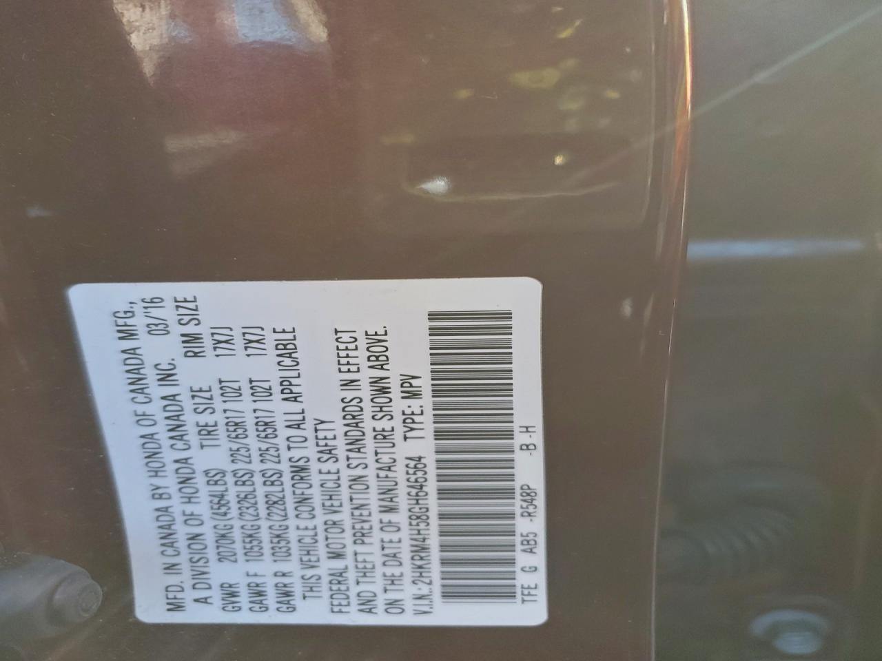 2016 HONDA CR-V EX photo 13